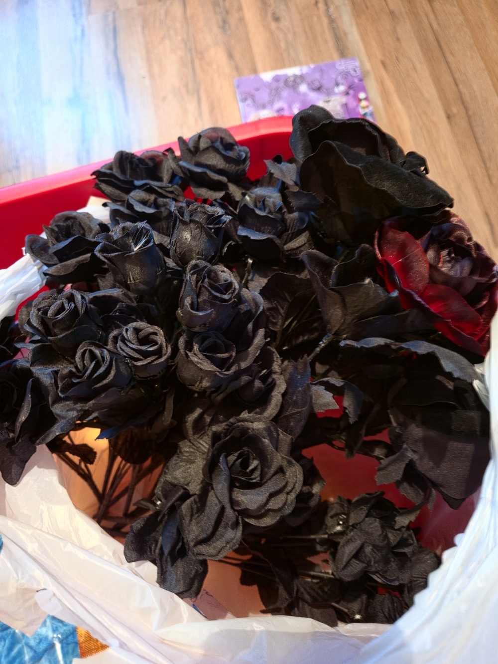 Black Artificial Rose Bouquet - Dramatic Floral Accent
